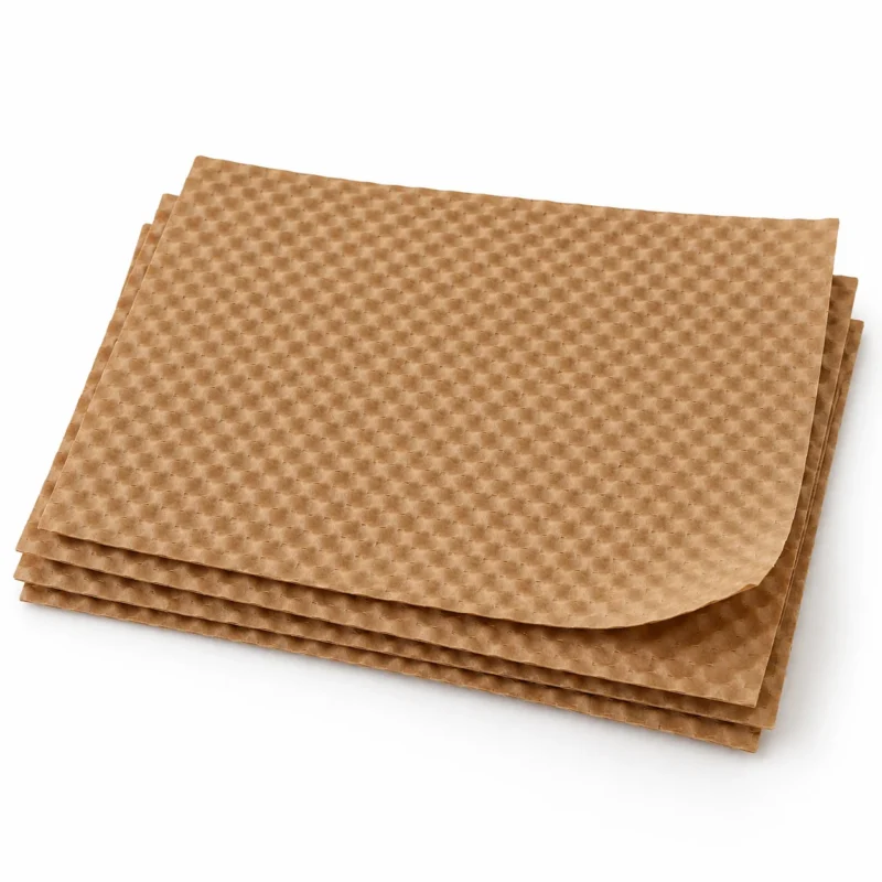 Gotowe arkusze papieru bąbelkowego kraftowego ułożone w stos